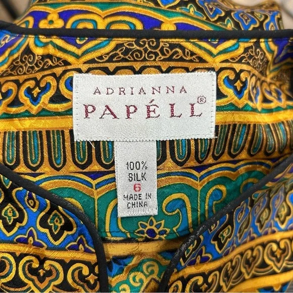 Vintage Adrianna Papell Silk Top 6 Evening Party Hoilday Vibrant Okd Money - Picture 9 of 10